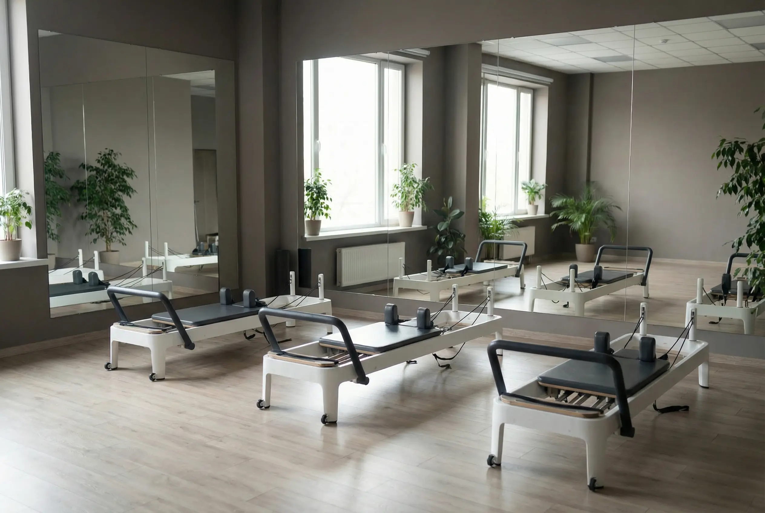 Mirrored reformer pilates studio
