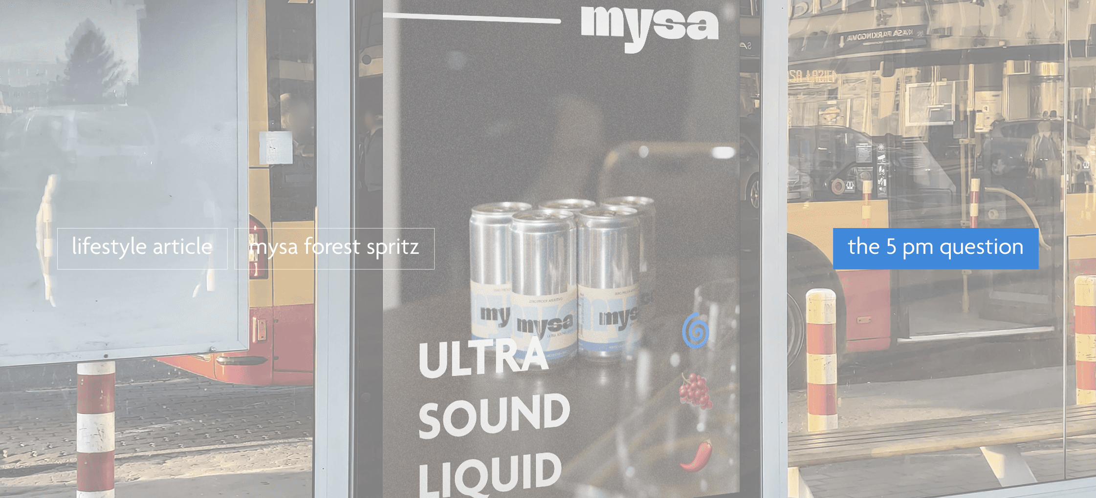 bus stop with mysa ultra sound liquid poster in the capital city of luxembourg