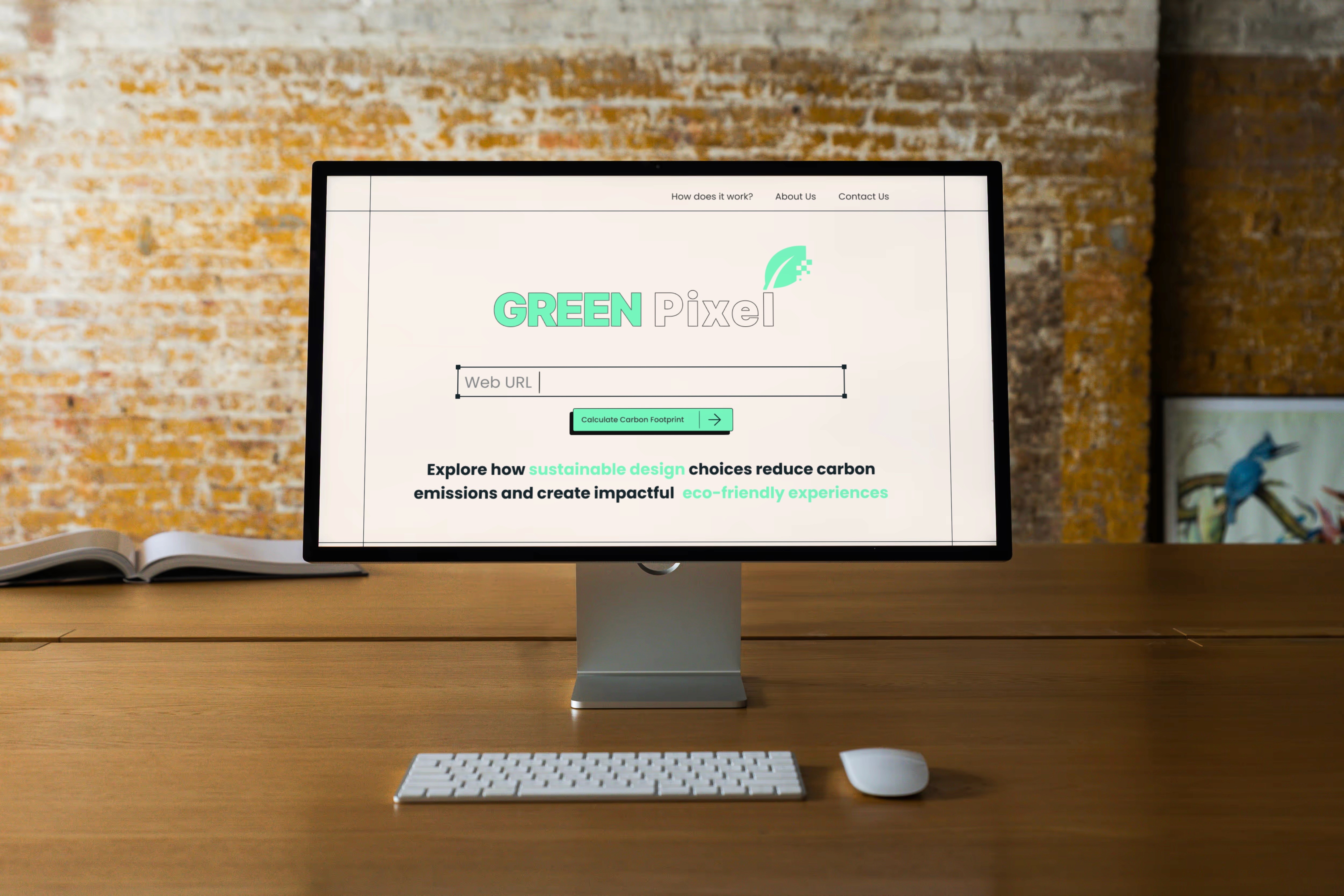 A mockup for a Macbook place on a table for a hair salon website