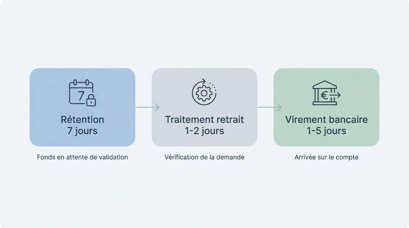 Chronologie des délais de retrait OnlyFans en trois phases
