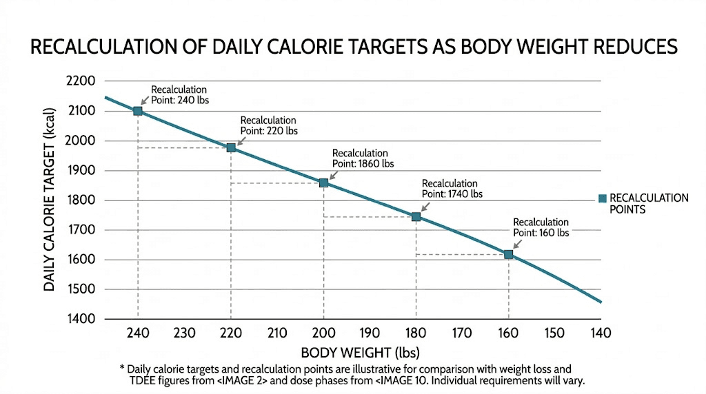 How to adjust semaglutide calorie targets as you lose weight over time