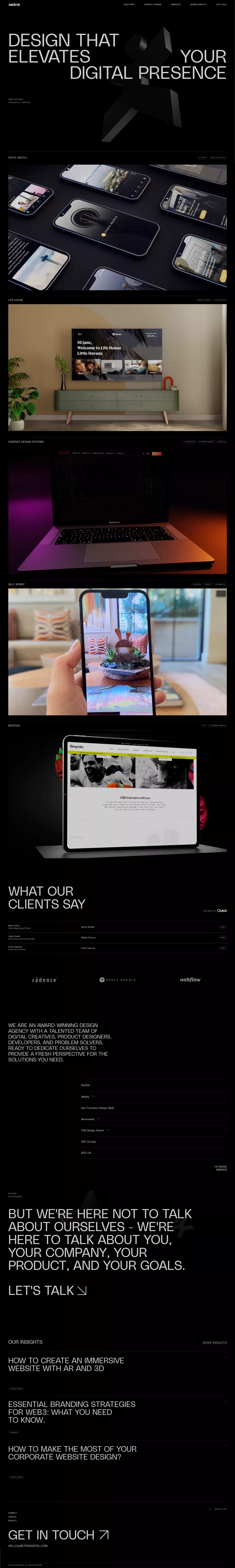 NETRIXDIGITAL - Design Agency portfolio page screenshot showcasing Design and Tech design