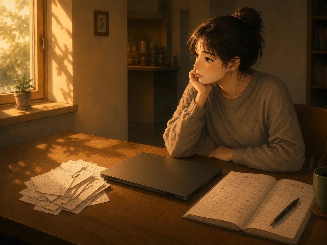 늦은 밤, 책을 덮은 책상