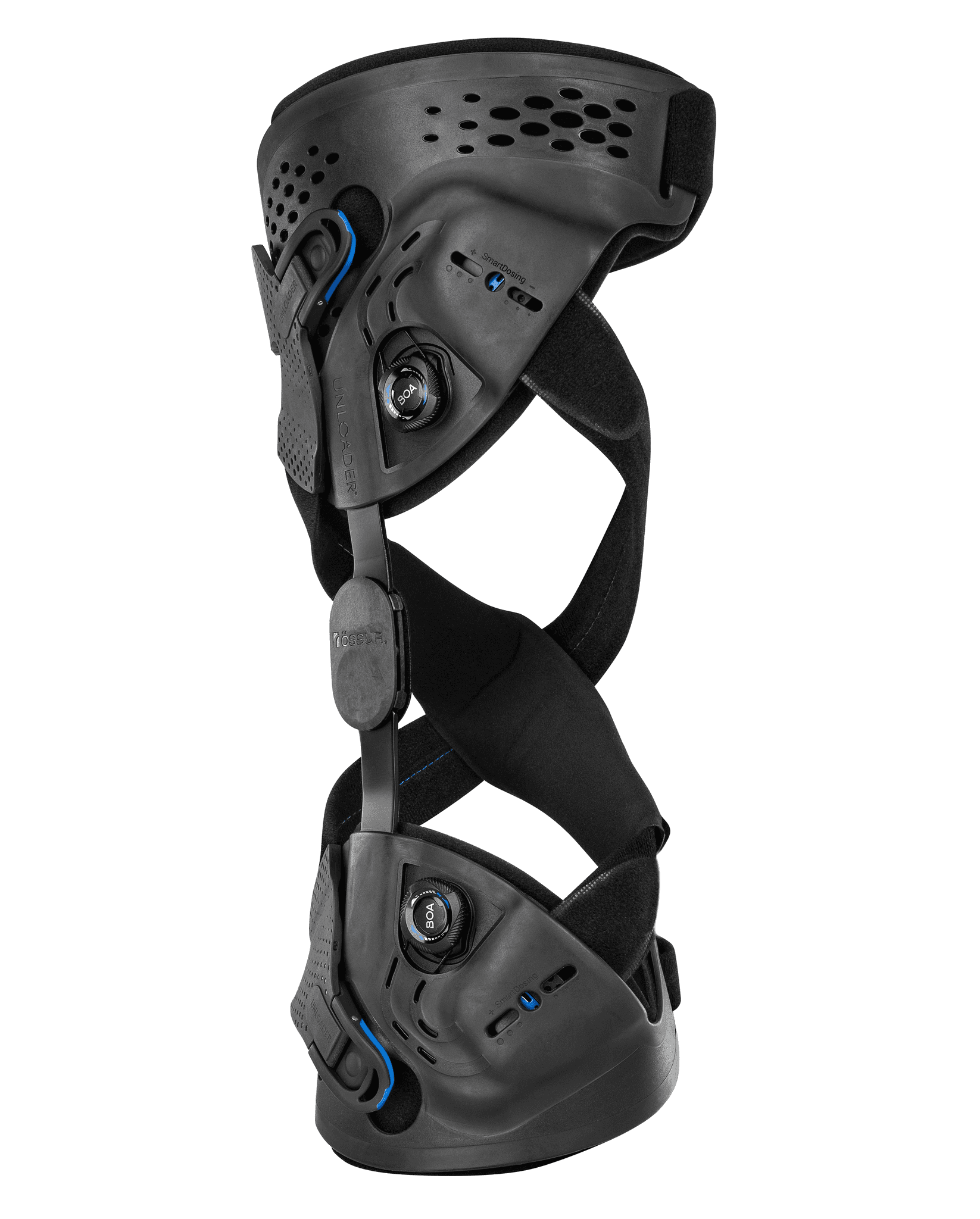 Ossur Unloader One knee brace displayed on the devices page, designed to reduce knee arthritis pain and support mobility at Limitless Orthotics clinic, Leeds.