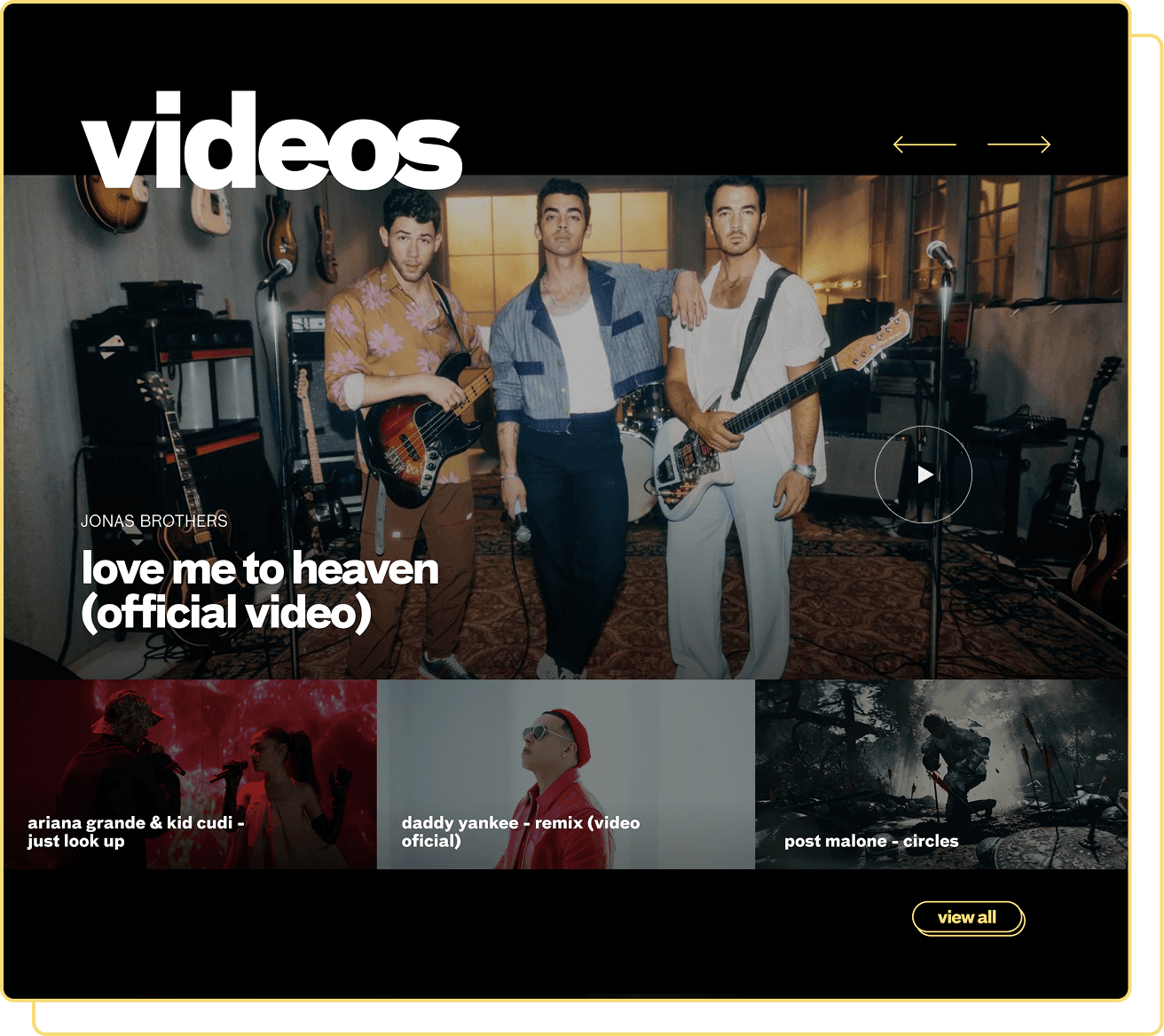 A screenshot from the videos section of the Republic Records website