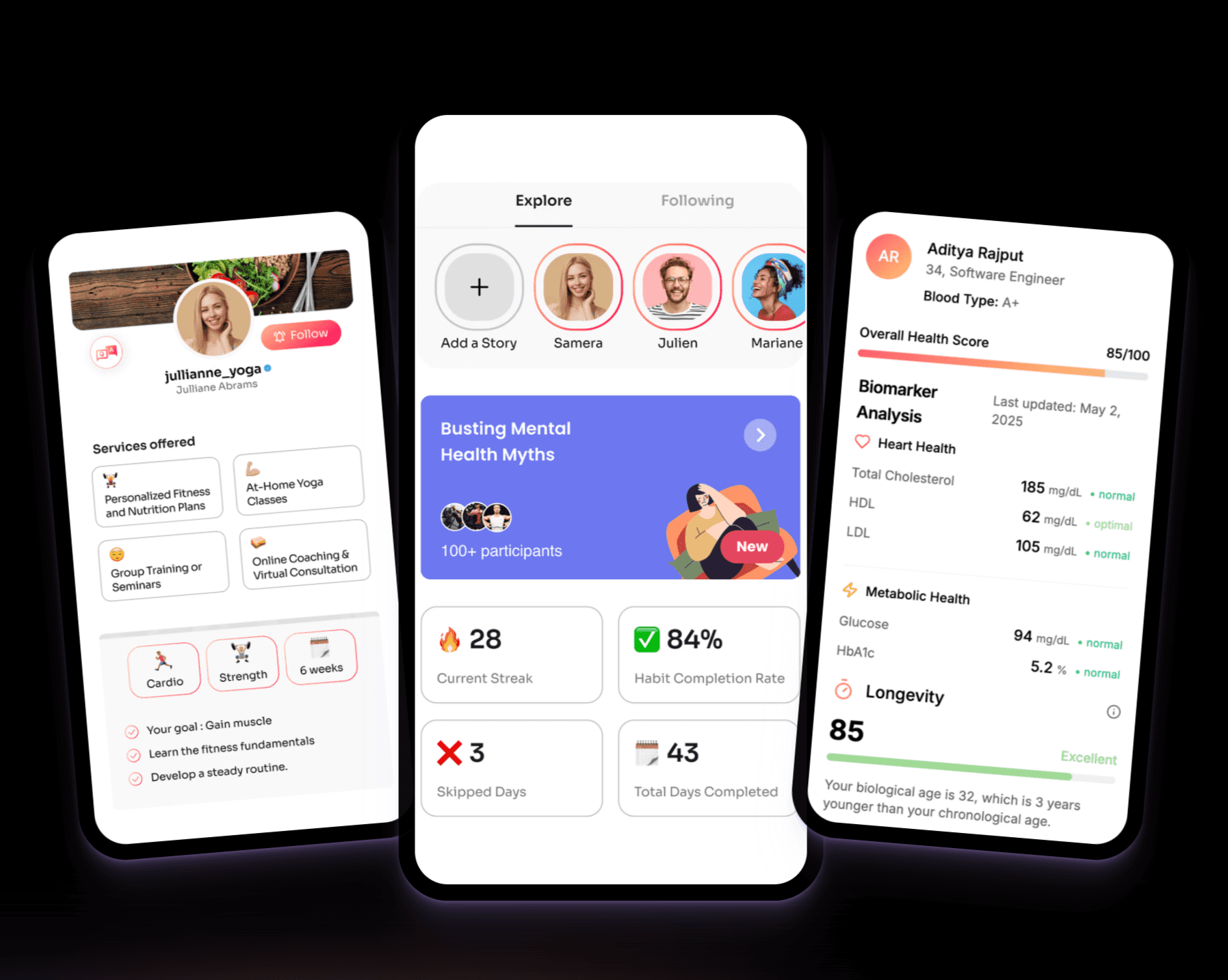 Screenshot of mobile application