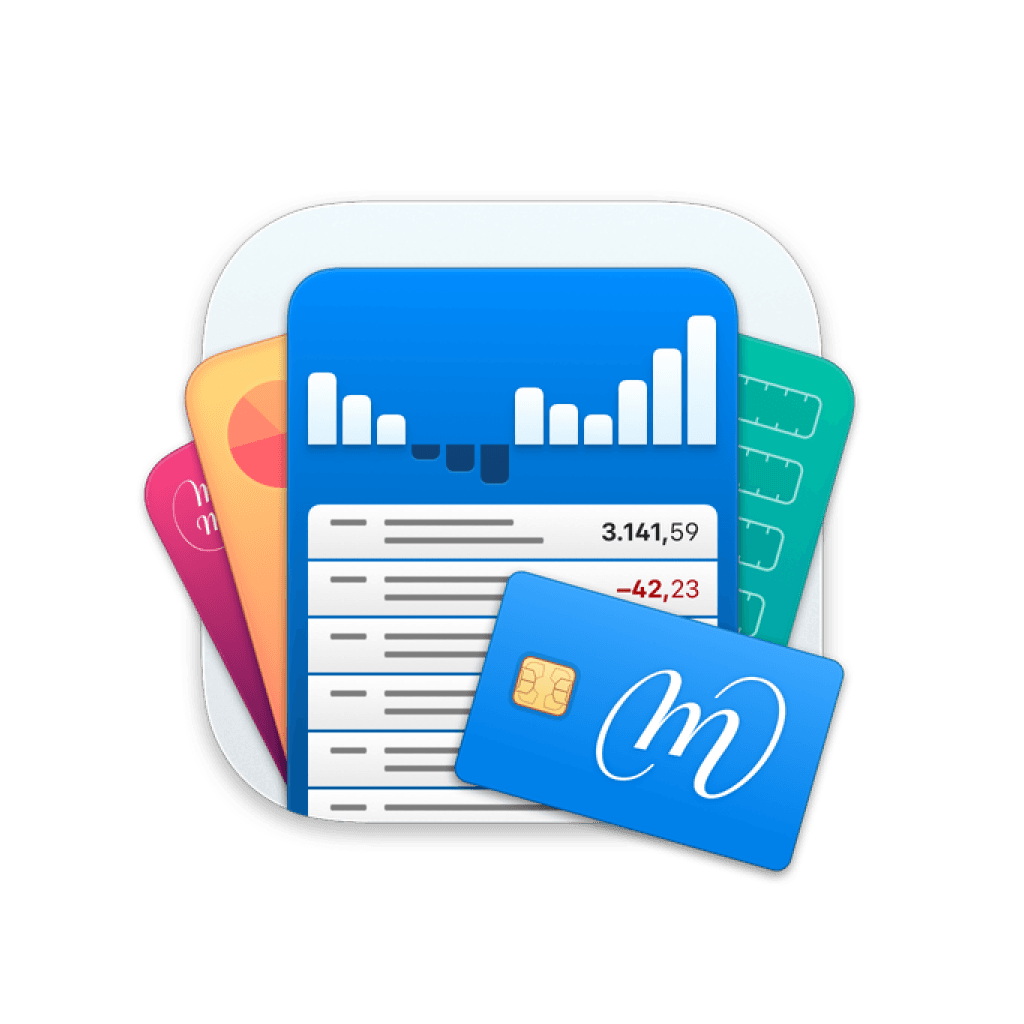 Icoon met grafieken van financiële gegevens en een creditcard, symboliseert budgetteren of financieel beheer.