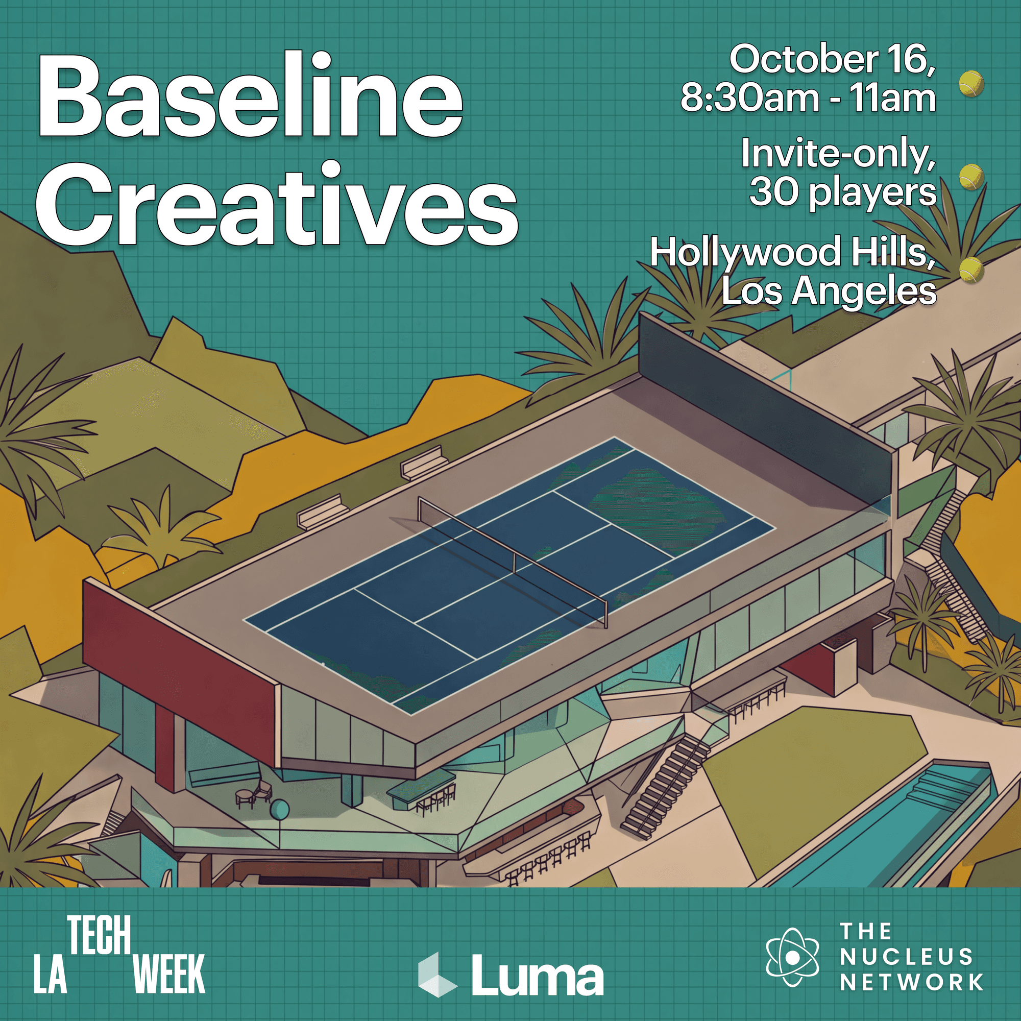 LA Tech Week Tennis with Luma AI event poster