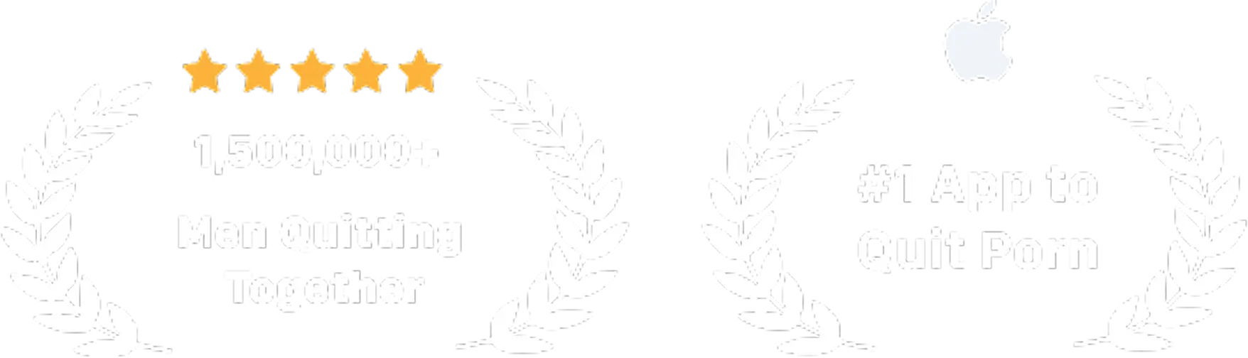 badge showing QUITTR achievements and positive user feedback