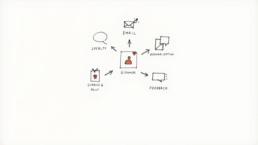 A person creating a customer journey map on a whiteboard with sticky notes