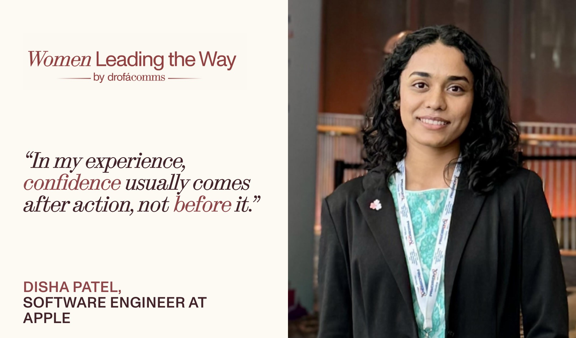 Disha Patel, Software Engineer at Apple, on taking action to overcome imposter syndrome in STEM