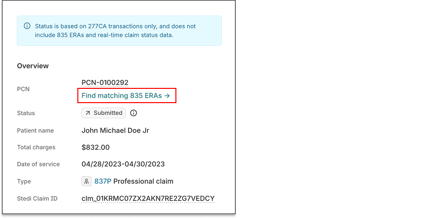 Find matching ERAs in the claims timeline
