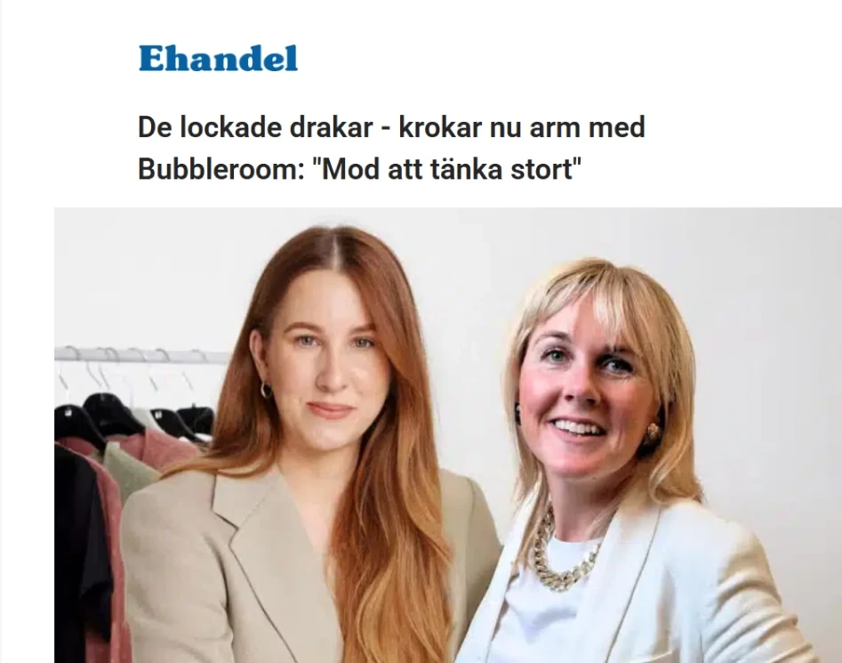 Revive Retail - Publicerat om oss - 3 December 2024. De lockade drakar - krokar nu arm med Bubbelroom: "Mod att tänka stort". E-handel.se , Secondhand, pre-loved- begagnat.