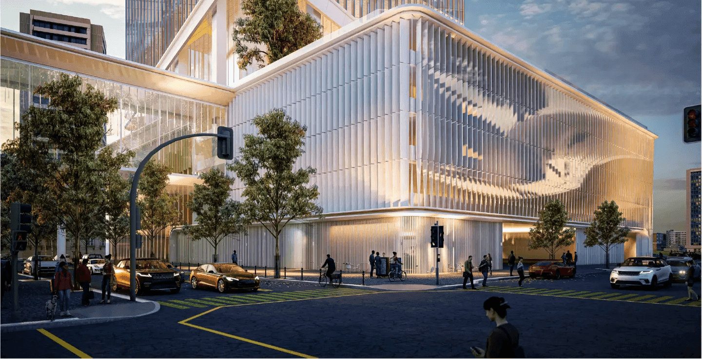 لقطة خارجية تظهر أبراج مركز دبي المالي العالمي.