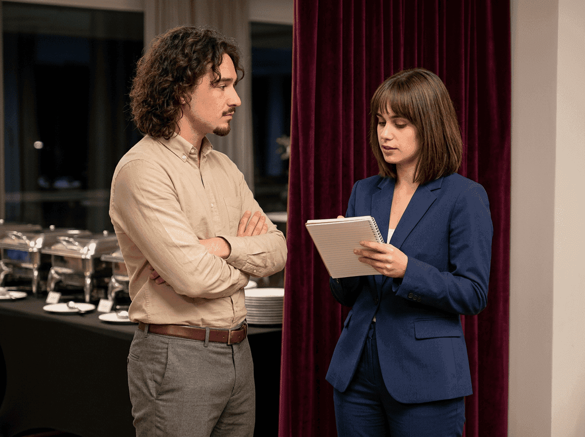 Smiling woman holding olive cocktail.