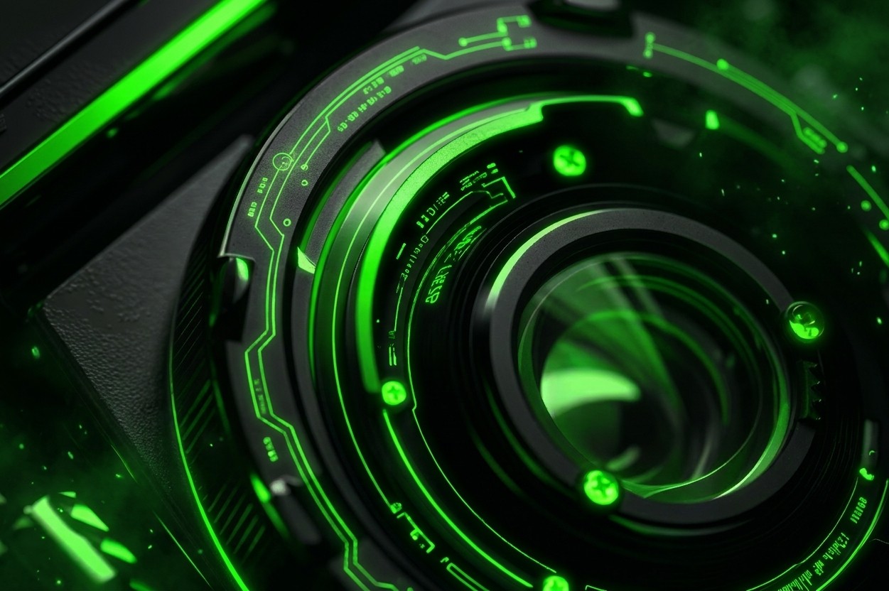 Abstract close-up of futuristic hardware circuitry