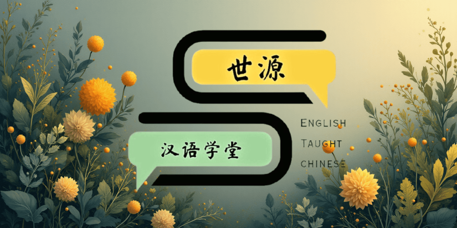 Shi Yuan Chinese Learning Centre logo with floral design, representing personalized Mandarin lessons, cultural experiences, and flexible learning.