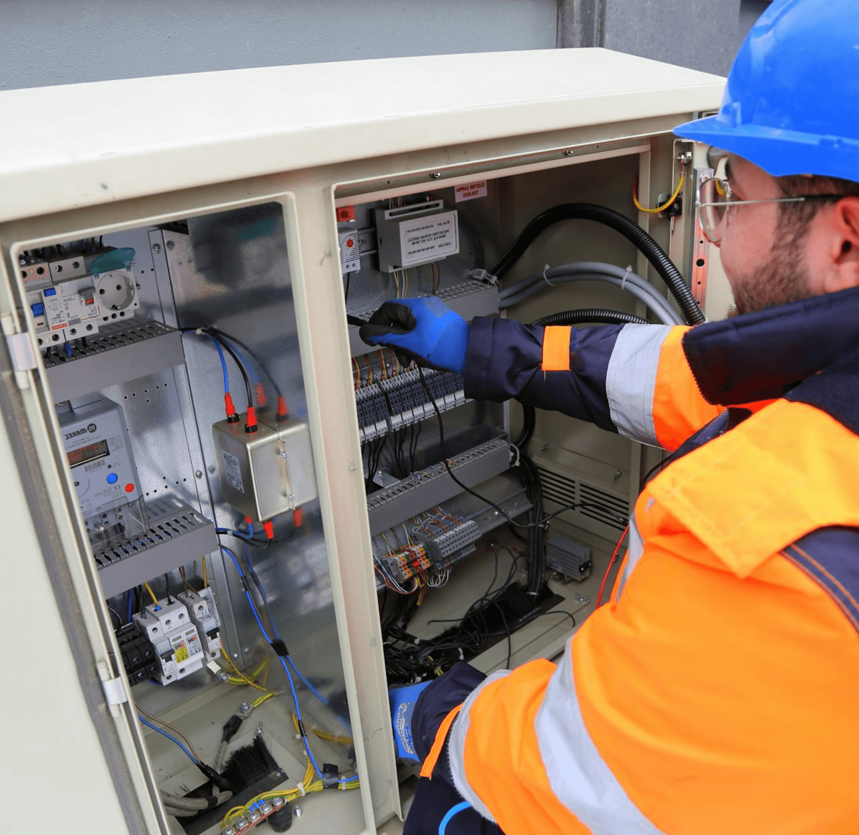 A man working on the control system