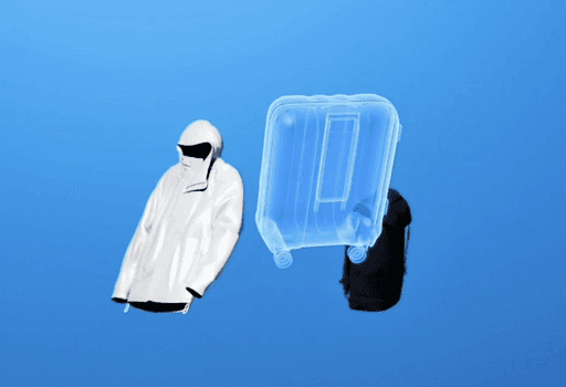 Research-driven visuals — 3D render of white and black product concepts on blue background