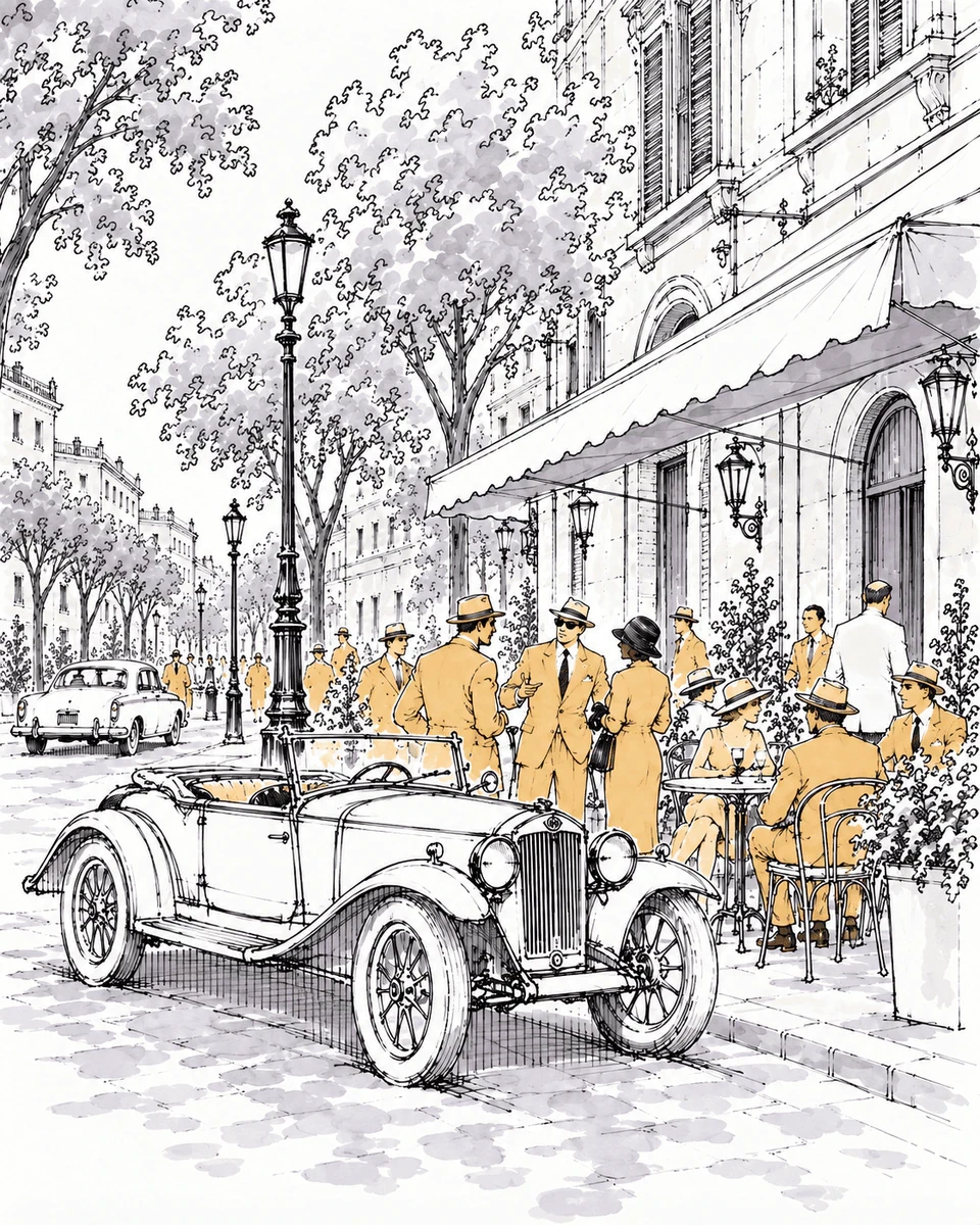 Dolce Vita illustration: encounters in Via Veneto