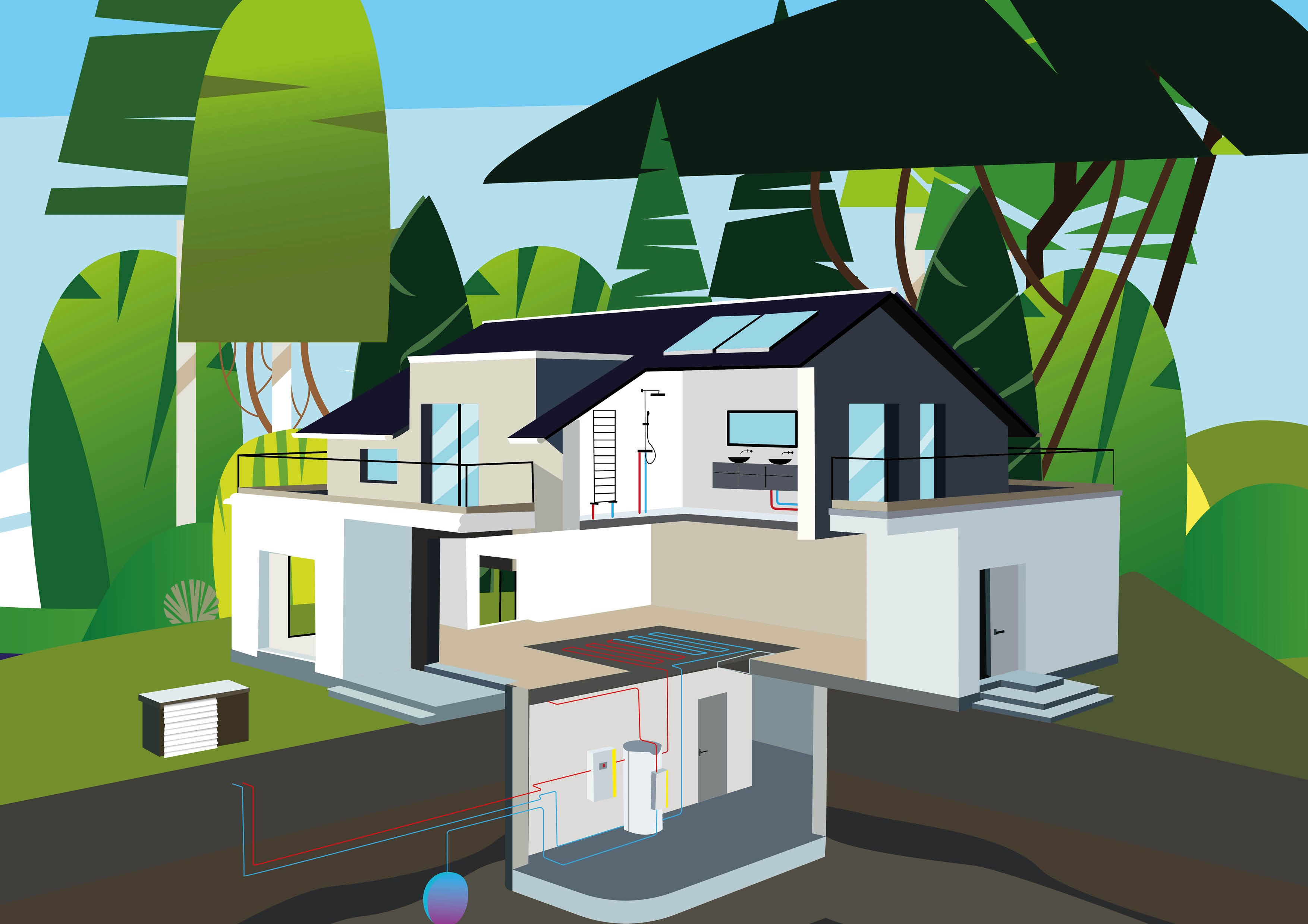 Branding for a Basel-based company specializing in ecological heating systems.