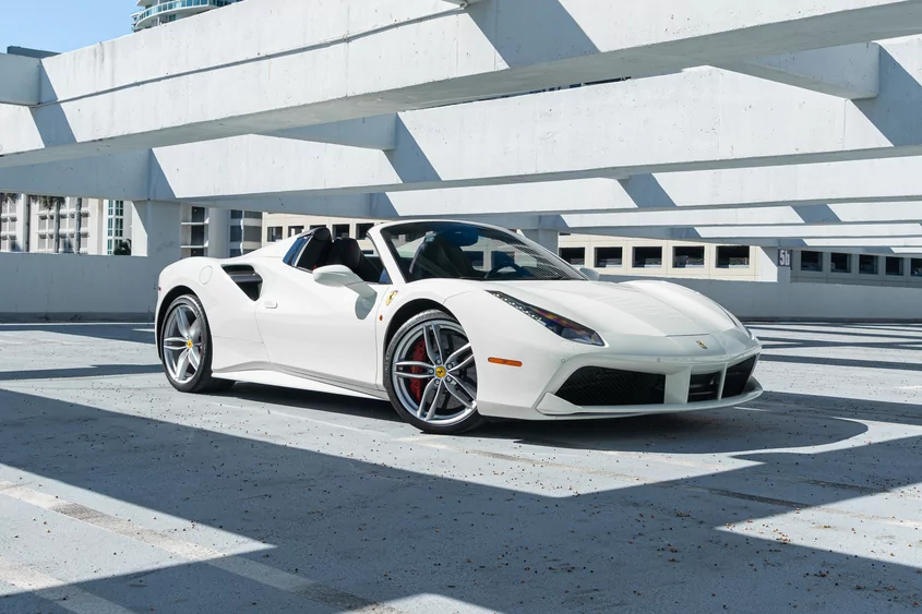 Ferrari 488 Spider available for rent in Miami through Monarc VIP exotic car rentals