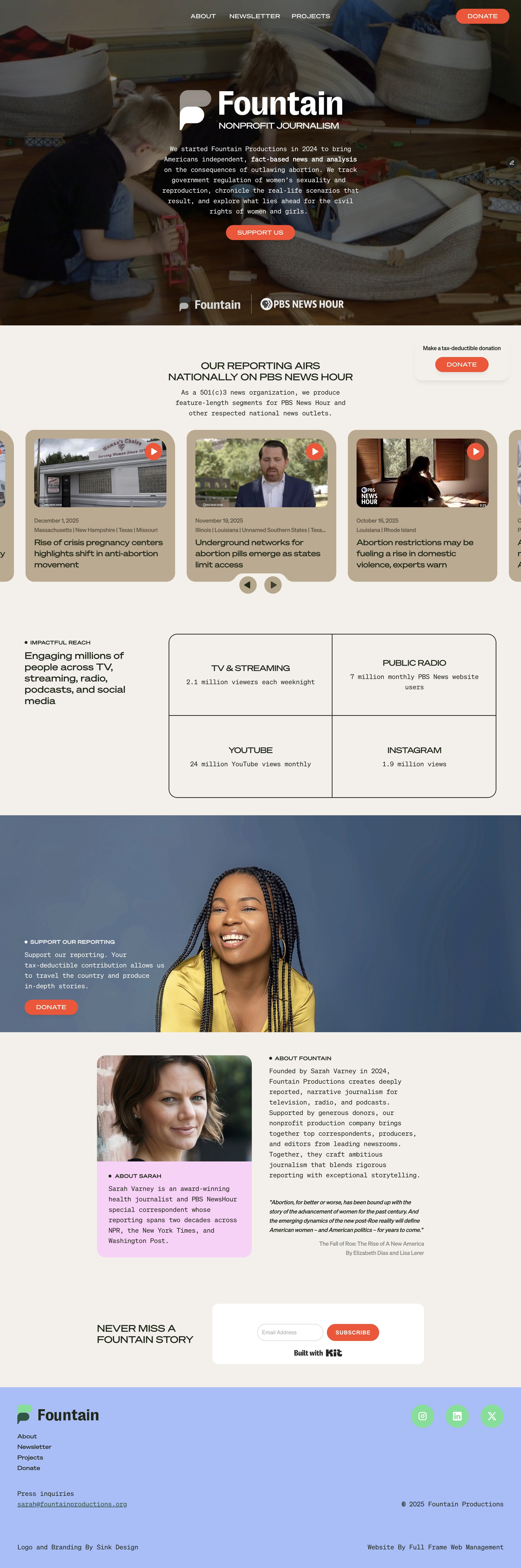 Testimonial website of a nonprofit