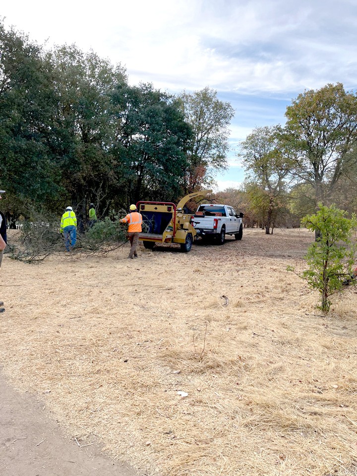 Picking up some debris.