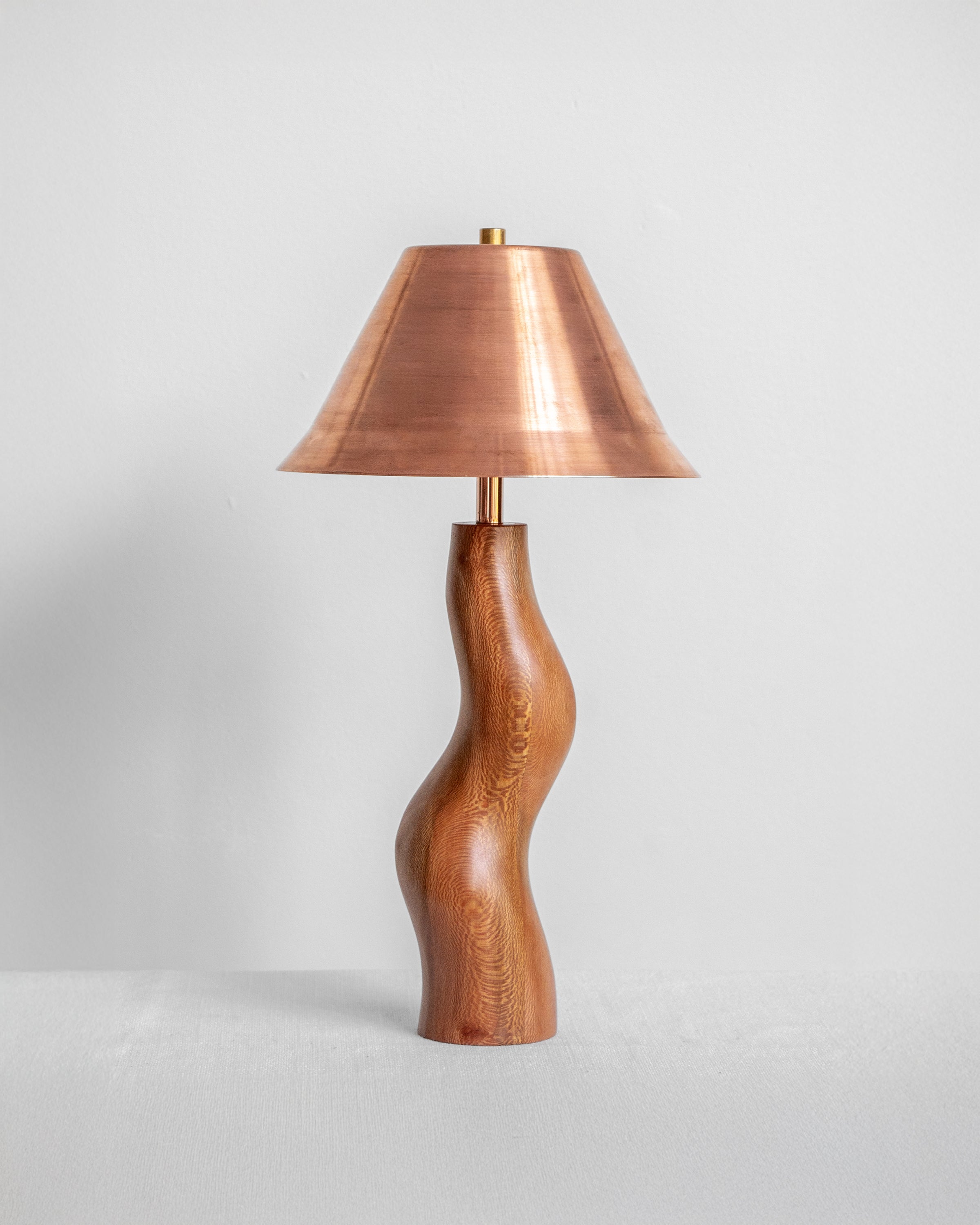 Dancing Desk Lamp with London Plane base and Copper shade on a light grey background with UK, EU and US/CA wiring available Wilkinson & Rivera