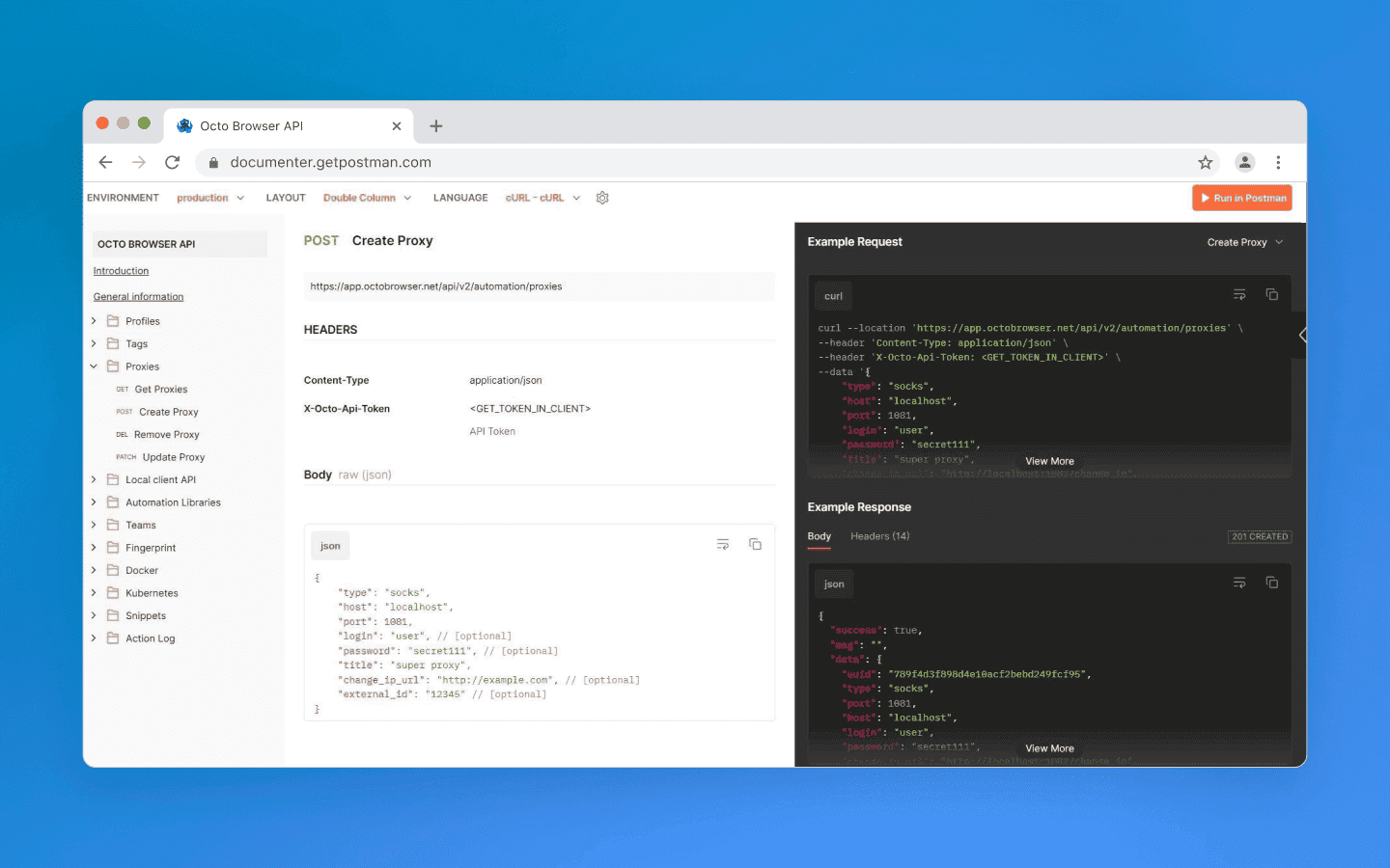 У Octo Browser есть подробная документация по работе с API