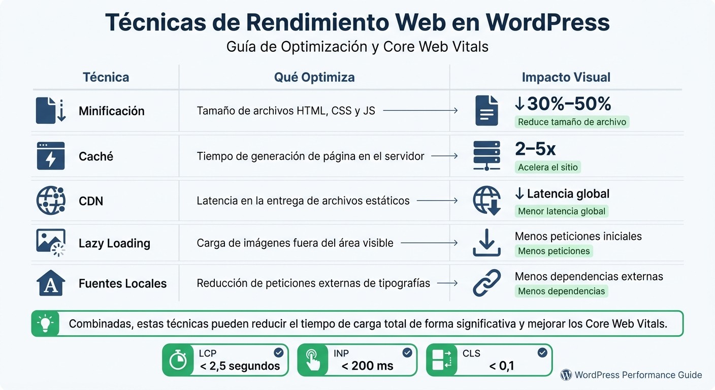 Técnicas de Rendimiento Web en WordPress: Comparativa Visual