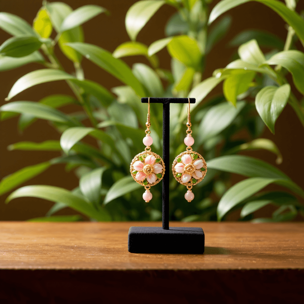 product photography of a pair of decorative earrings