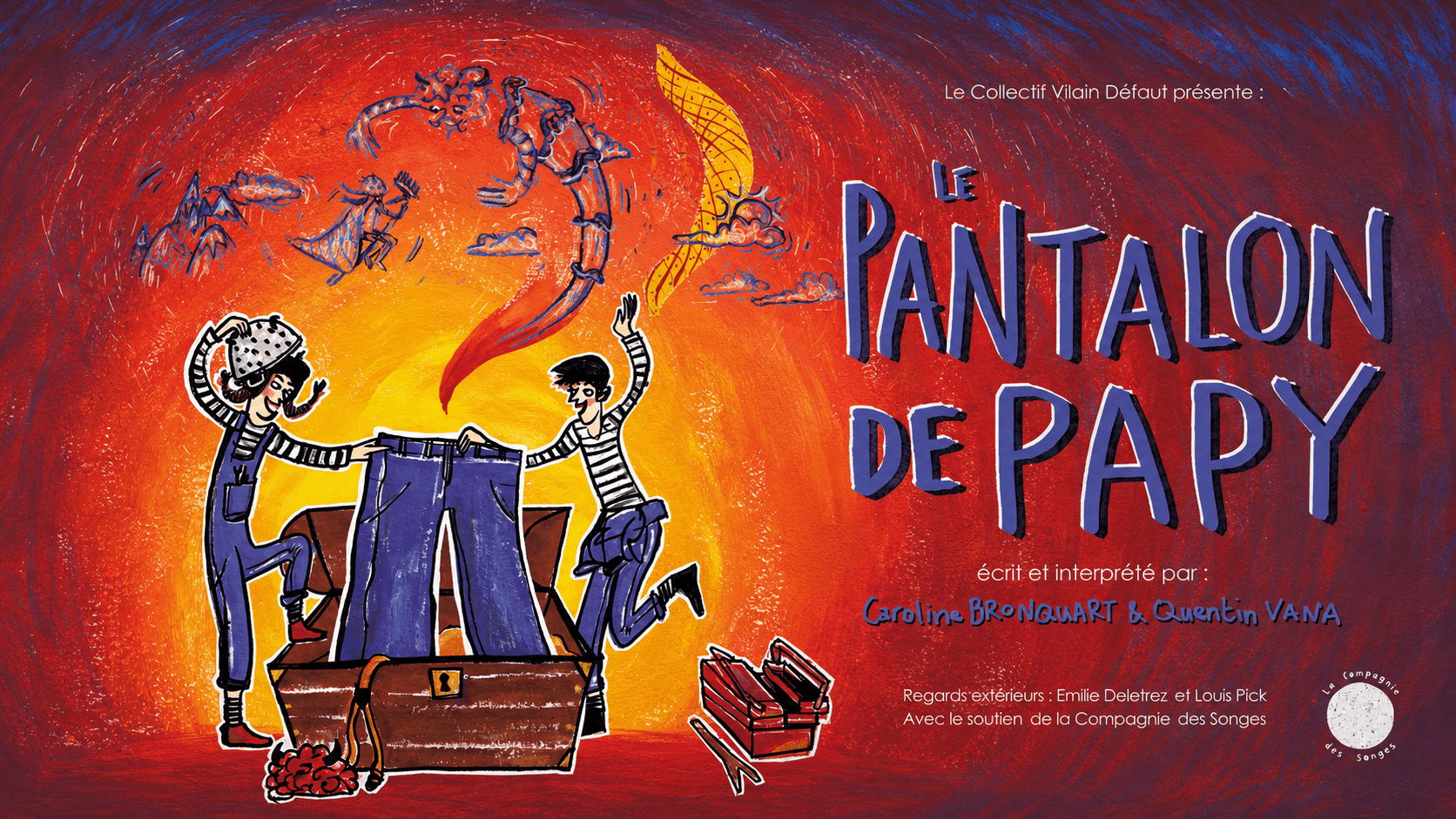 Affiche pantalon de papy illustration avec un bonhomme et un pantalon