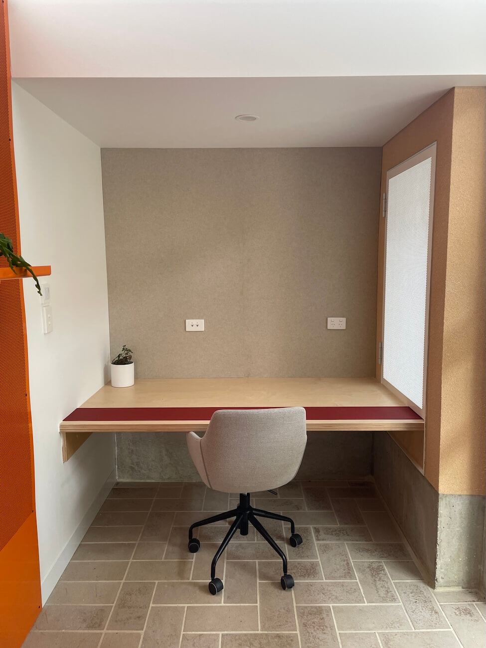 A clean office table with office chair 