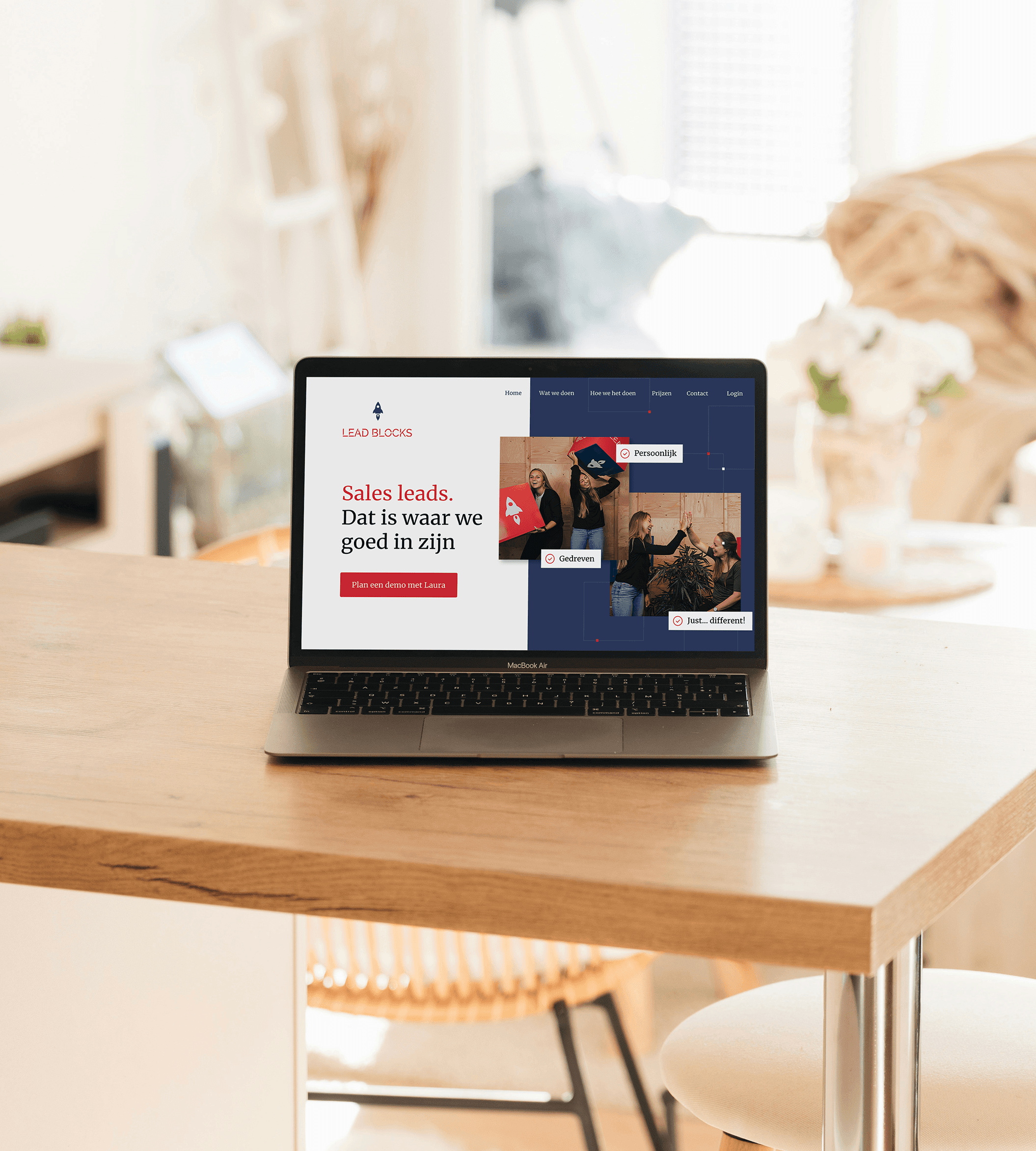 A mockup of a Macbook on a sofa