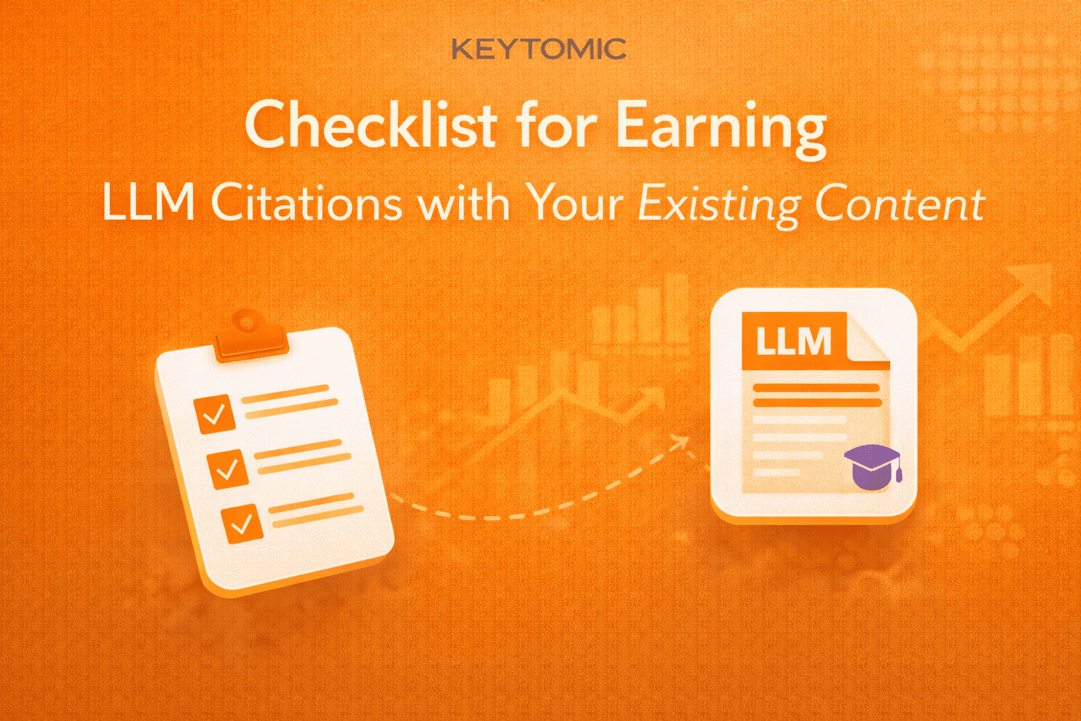 LLM citations checklist illustration showing content optimization workflow with AI search elements