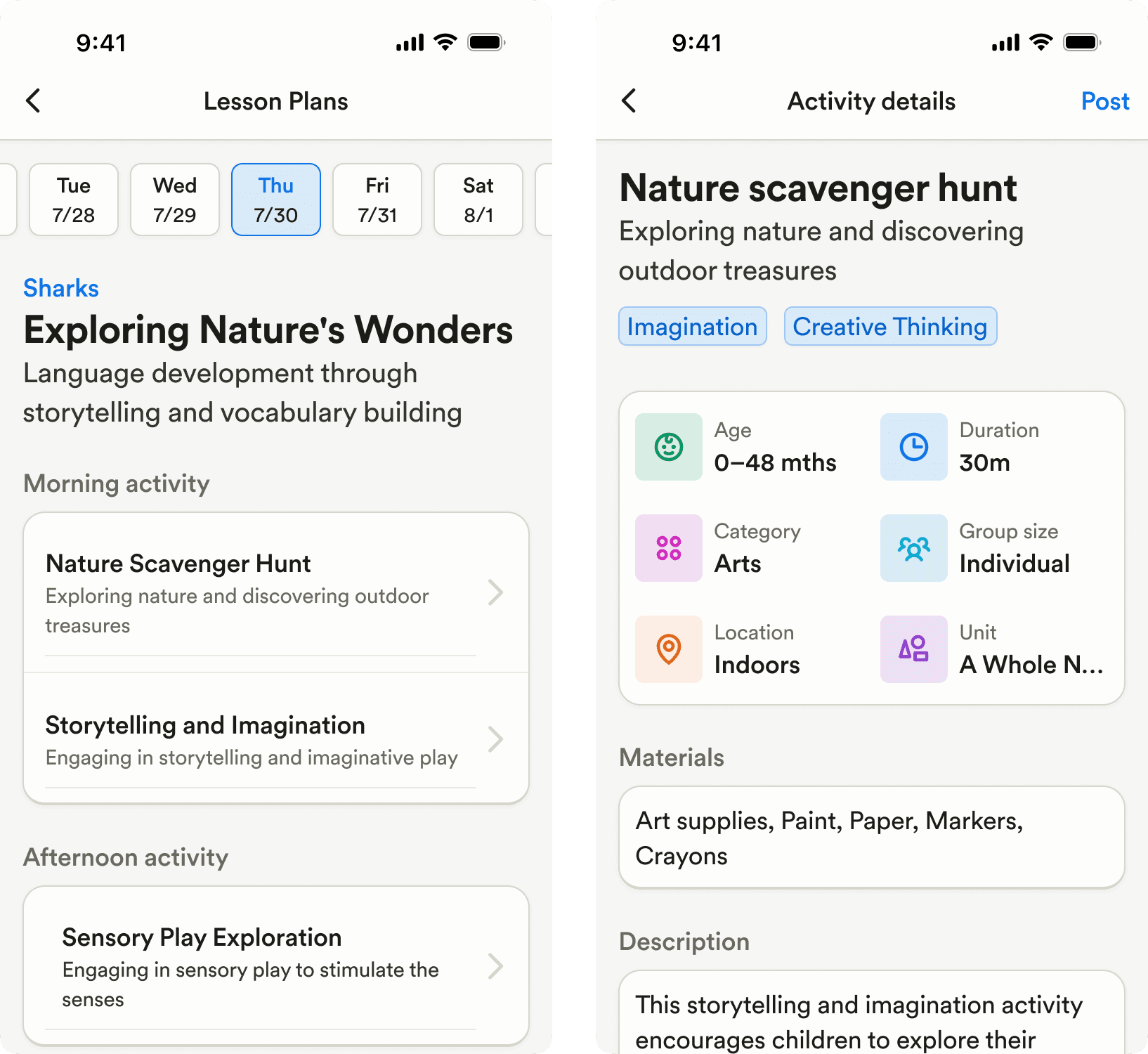 Lesson plans and activities on mobile