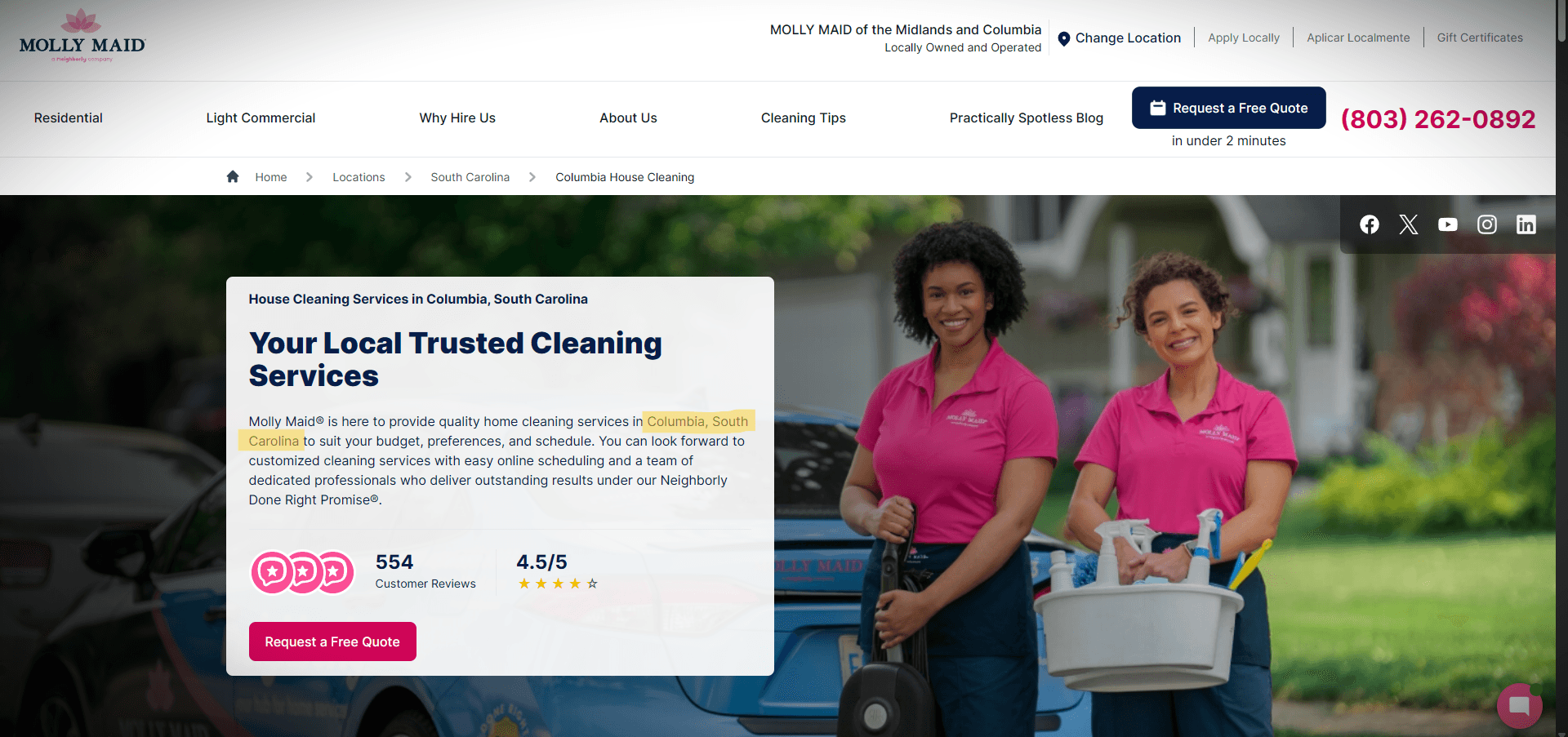 Caption: Cleaning Services “Molly Maid” in Columbia page