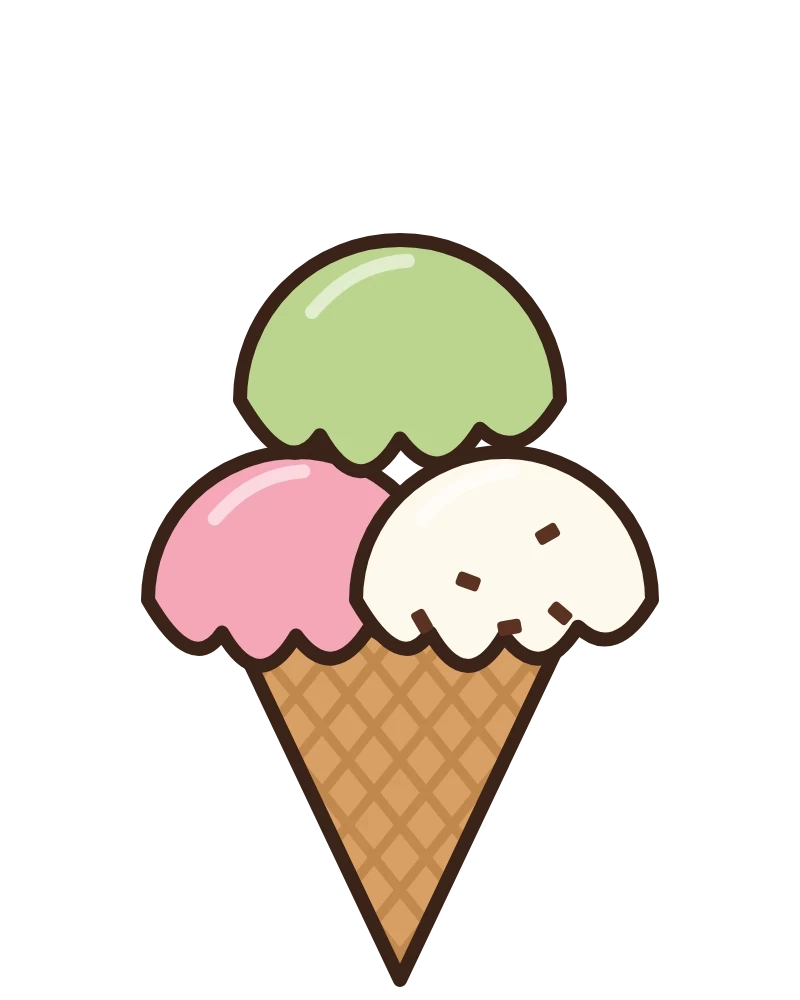 A cone with three scoops