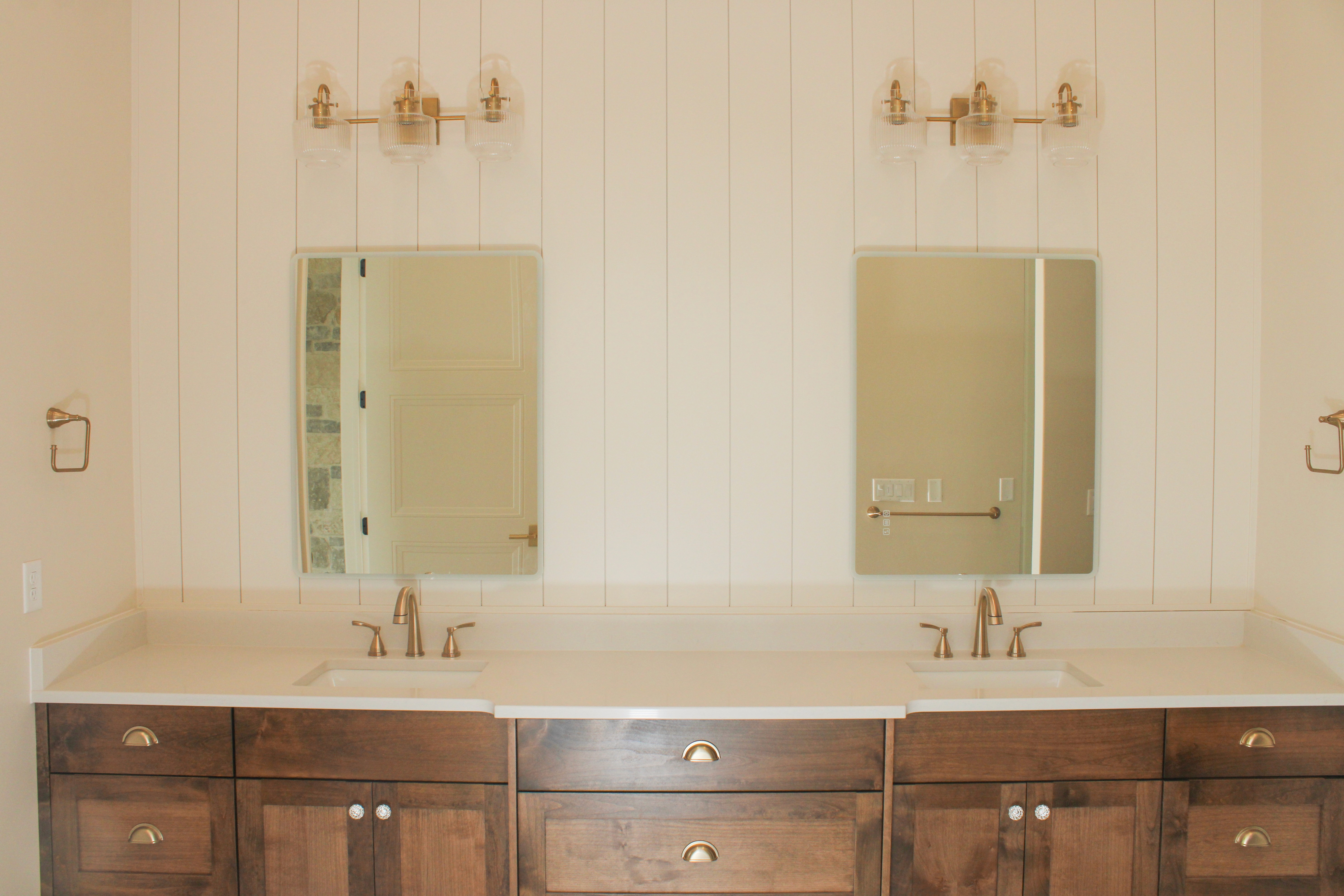 Master bathroom vanity with modern finishes in a St. George, Utah home.