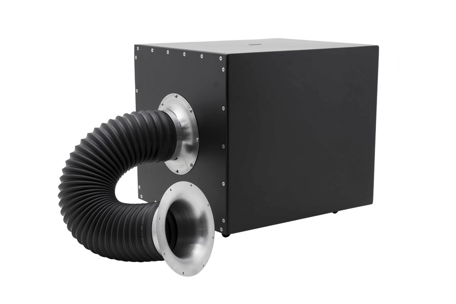 Black smart home device with screen showing time and temp