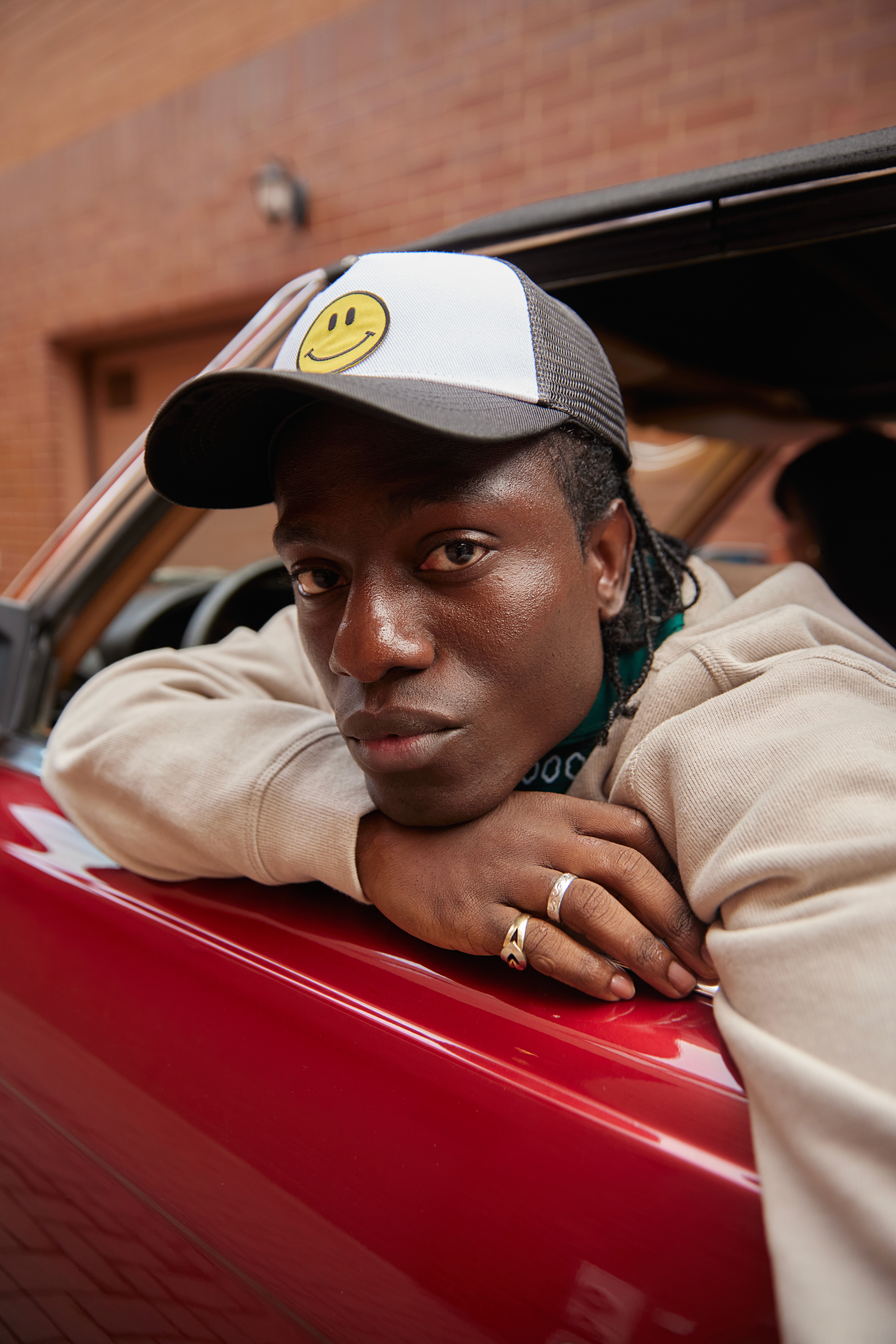 Close-up of dark green grass blades.