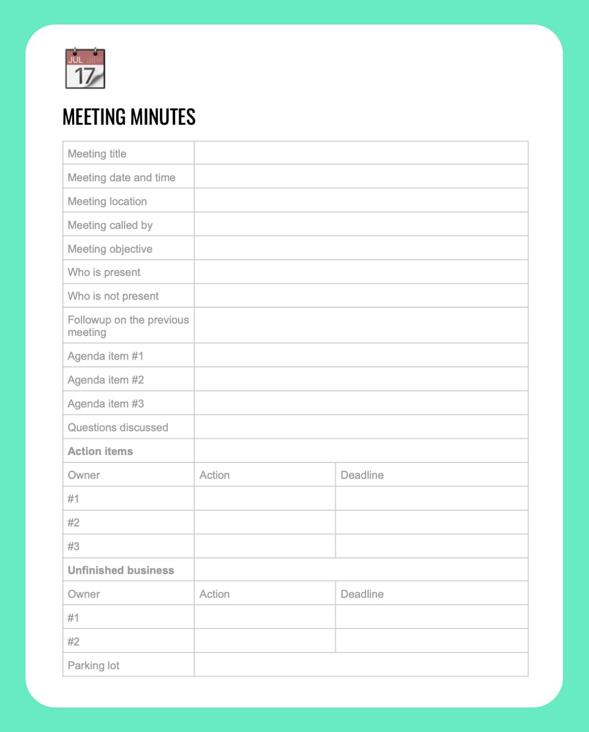 Meetings Minutes Template