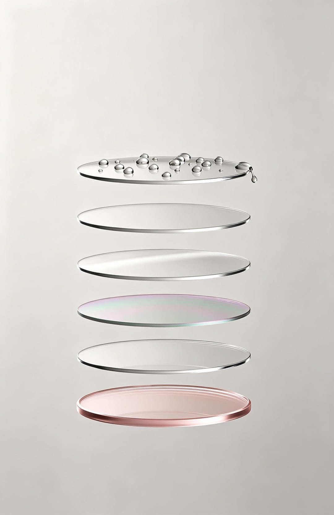 Le verre nm décomposé en six couches