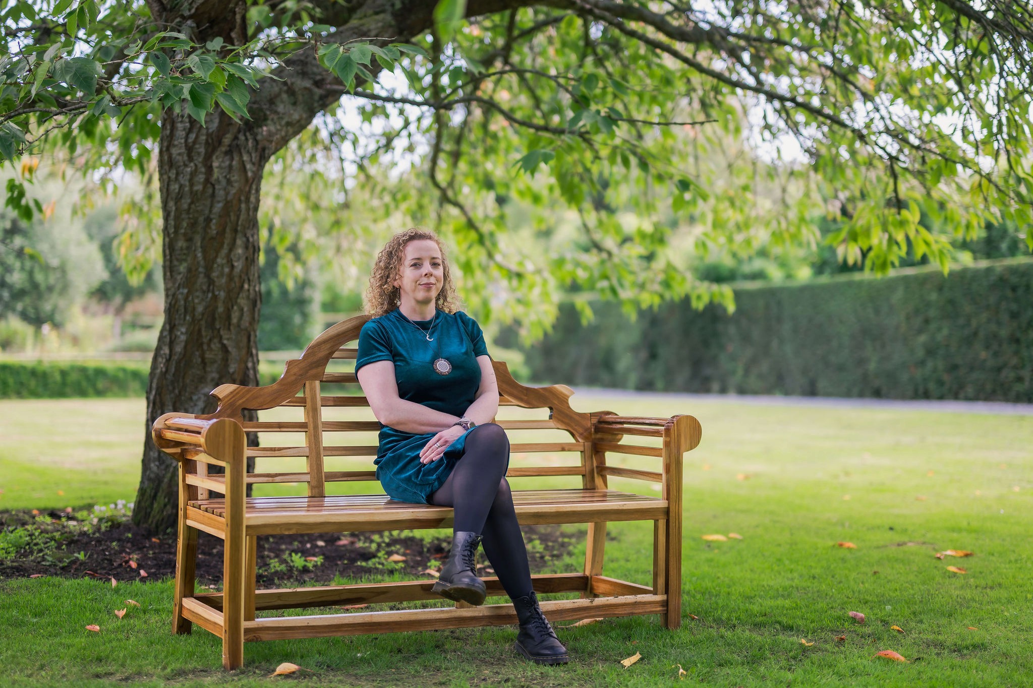 Maryrose sitting on bench