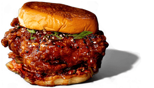 spicy korean and gochugang fried chicken sandwich.