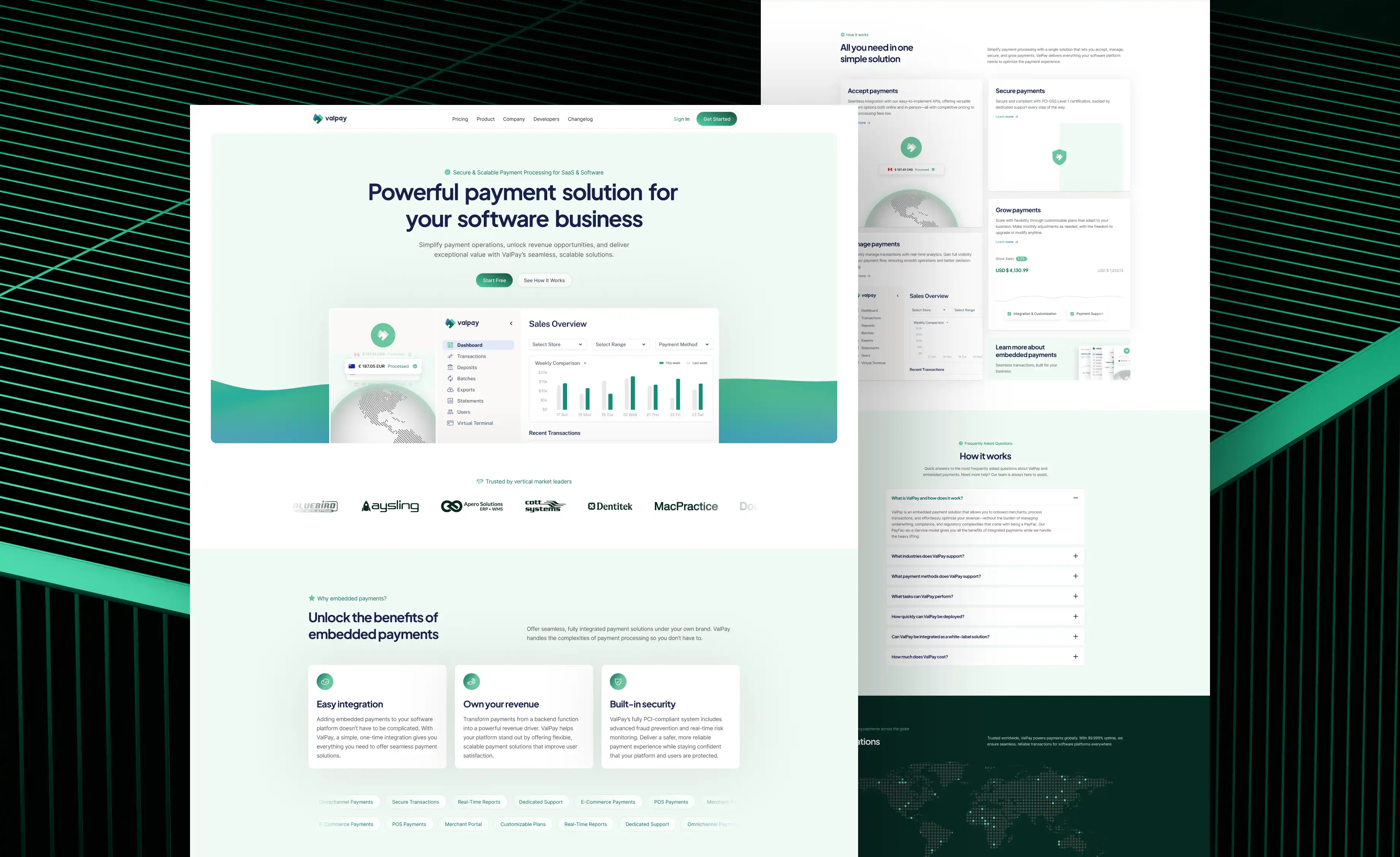 ValPay website homepage and fintech brand color system