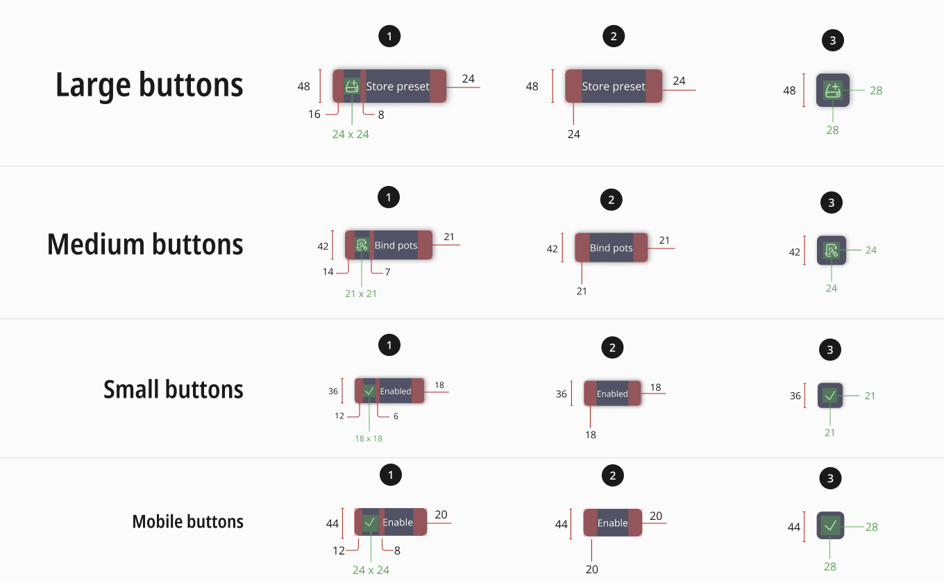 Buttons scaling example