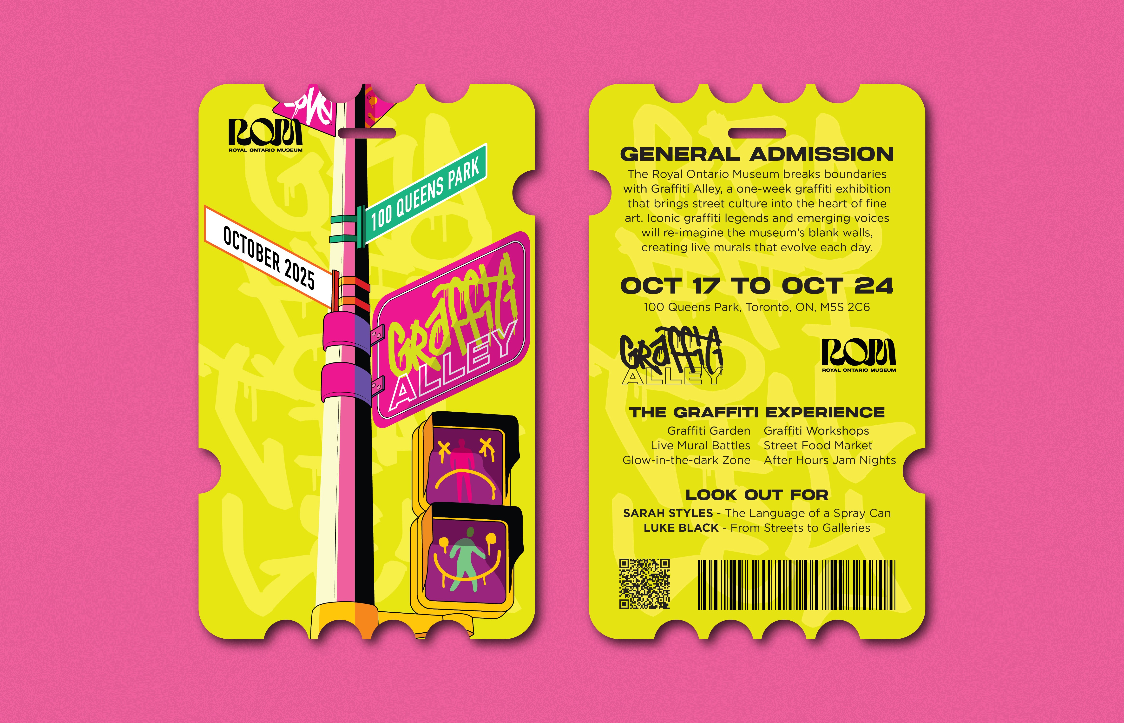 Flat lay of the event card design showing the front and back of the card.