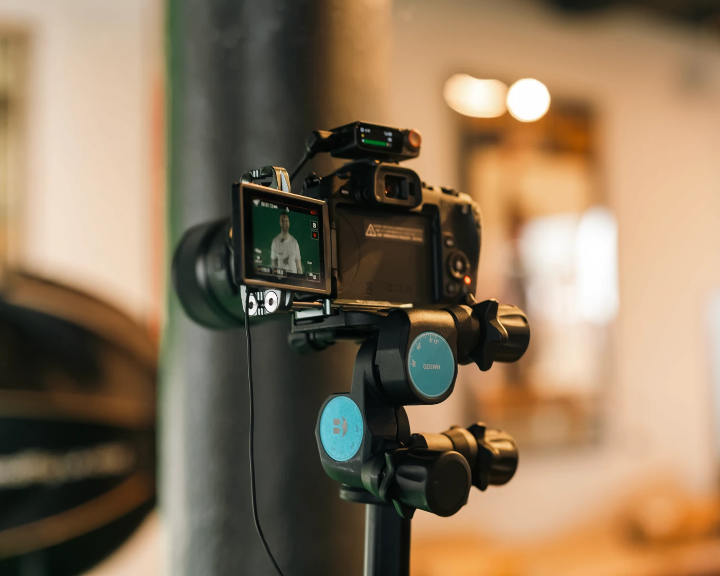 Camera on gimbal with on-screen display